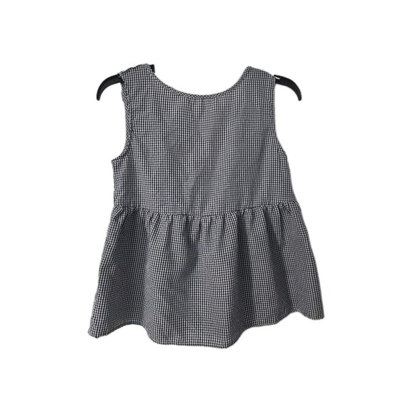 Womens Black & White Gingham A-line Top With Bow, XS - Picture 4 of 4